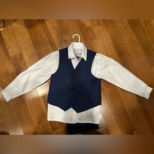 Kids Navy Blue Vest and White Shirt Set